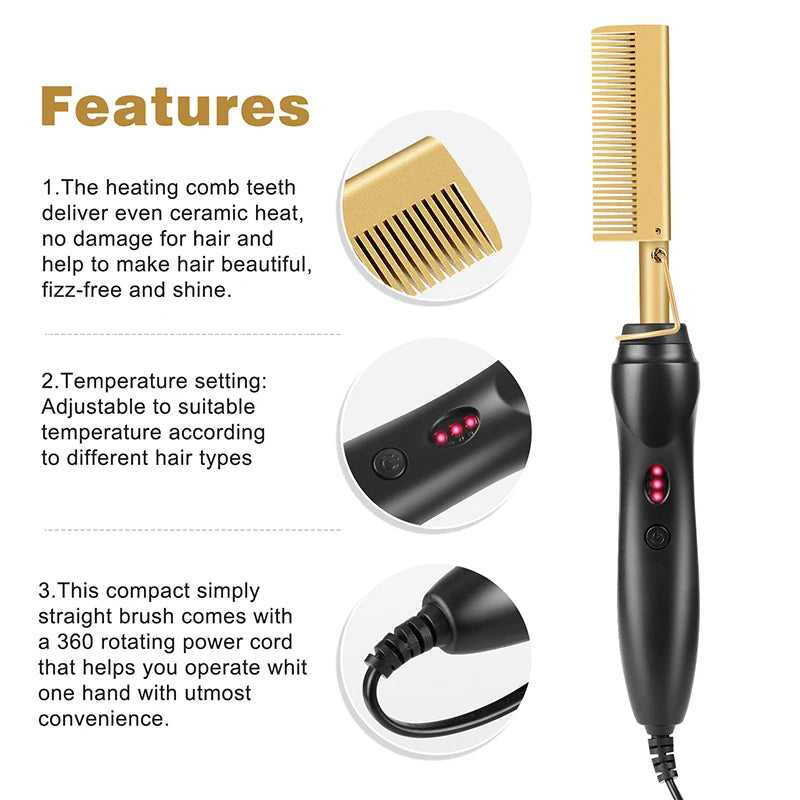 FREE SHIPPING/ /2 in 1  Electric Hot Heating Comb Hair Straightener