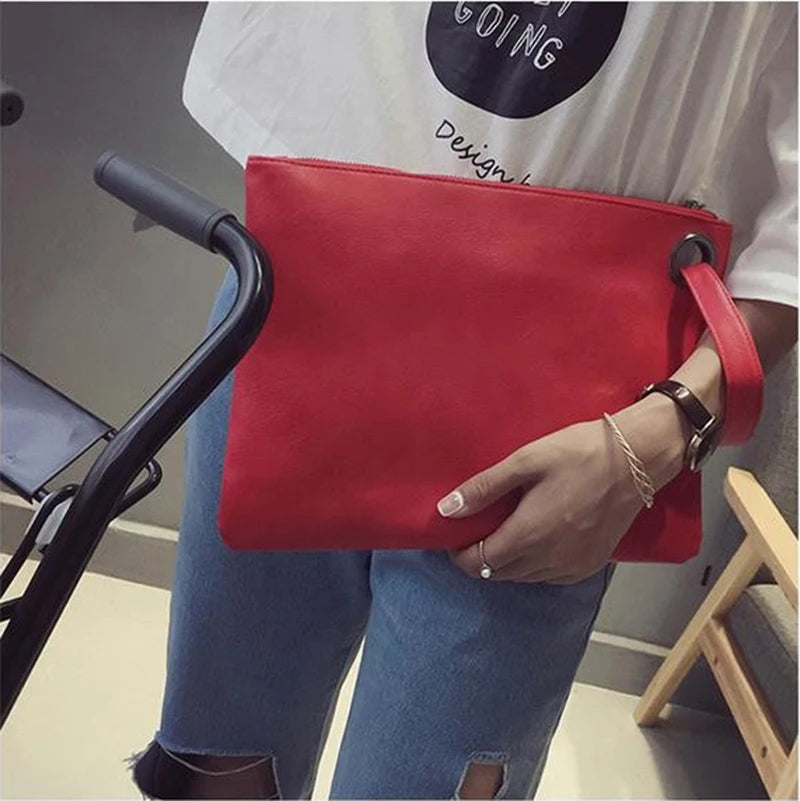 FREE SHIPPING/2024  Fashion solid women's clutch bag leather women envelope bag