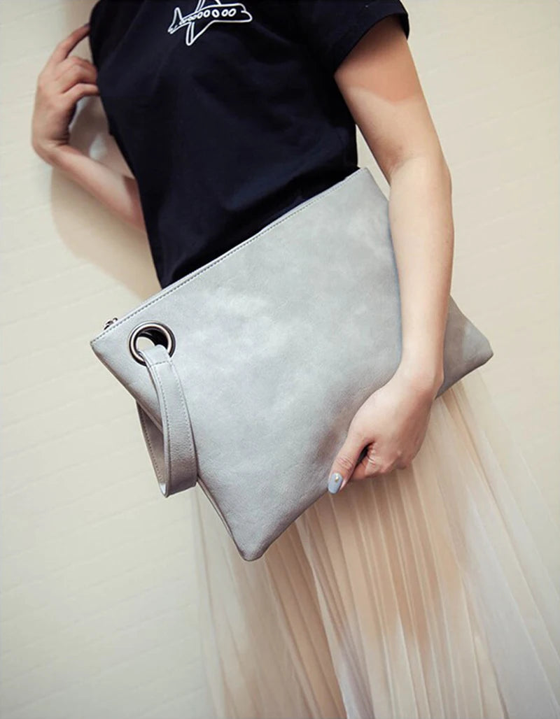 FREE SHIPPING/2024  Fashion solid women's clutch bag leather women envelope bag