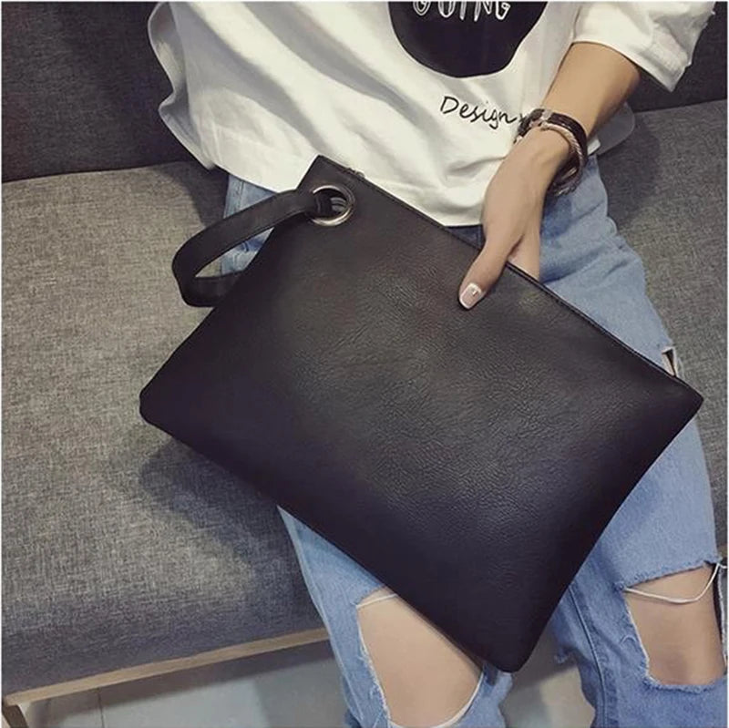 FREE SHIPPING/2024  Fashion solid women's clutch bag leather women envelope bag