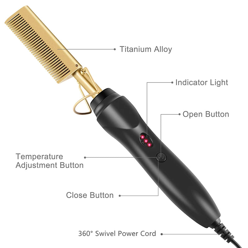 FREE SHIPPING/ /2 in 1  Electric Hot Heating Comb Hair Straightener