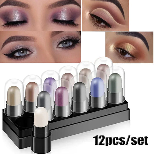 FREE SHIPPING/ 2024 Eyeshadow Pencil Set 12 Colors Waterproof