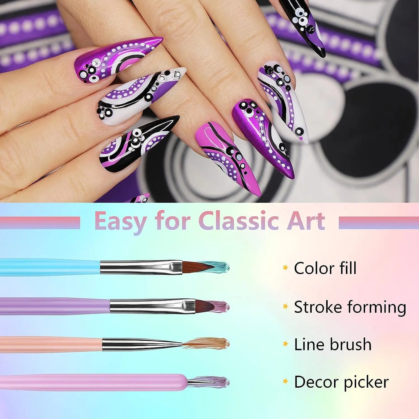 FREE SHIPPING/ Nail Brushes Set Professional Nail Supplies For Acrylic UV Gel Drawing Dotting Manicure Nail Art Design