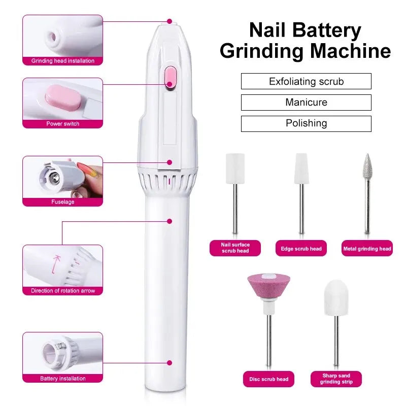 FREE SHIPPING/ 5 In 1 MINI Electric Nail Drill Kit Manicure Pedicure Grinding Polishing