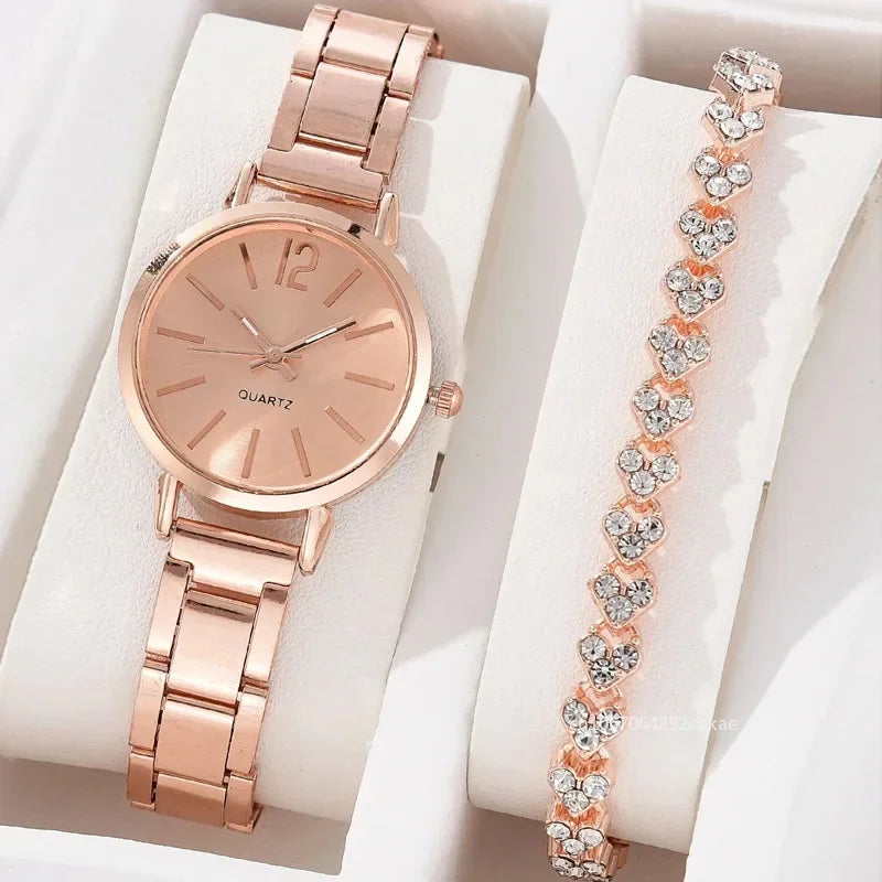 FREE SHIPPING/Ladies Fashion Simple  Quartz Watch Bracelet 2pcs Set Luxury Women