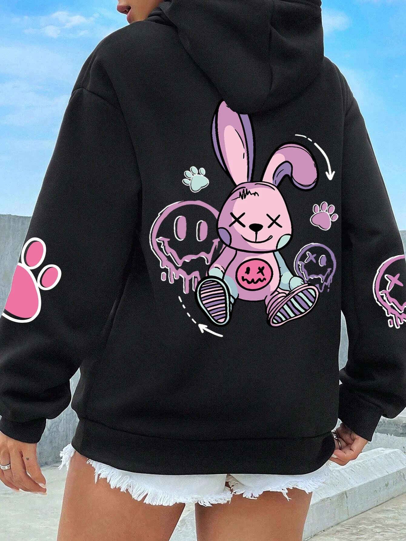 Street Casual Printed Female Hoodies 