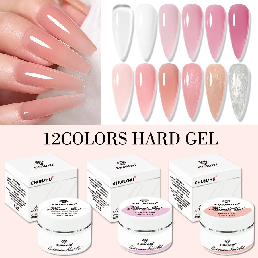 FREE SHIPPING/ 30ML Hard Gel For Nail Extension Milky White Builder Constructor Gel Self Leveling Reinforcement Nail Gels Camouflage Manicure