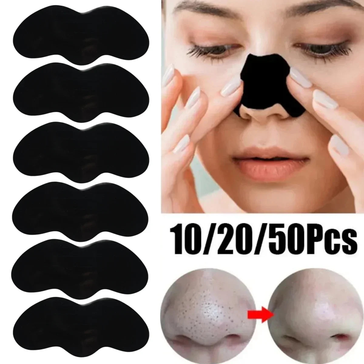 FREE SHIPPING/  10-50PCS Nose Blackhead Remover Mask Shrink Pore Acne Treatment Sticker Black Dots