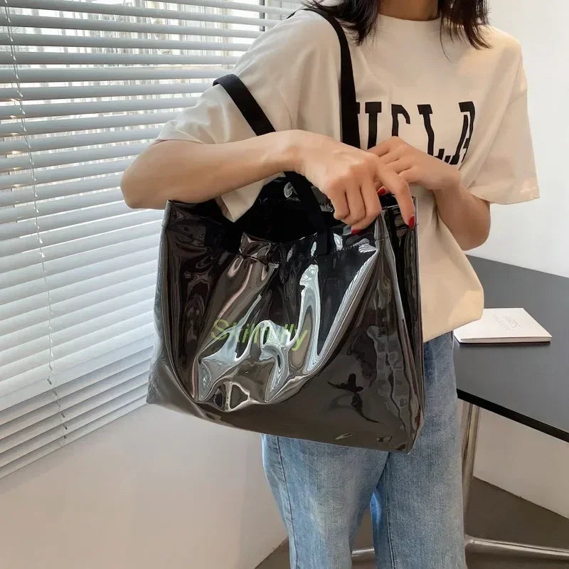 FREE SHIPPING/ 2024 Fashion Transparent Women's Tote Bag Large Capacity Women Luxury Designer