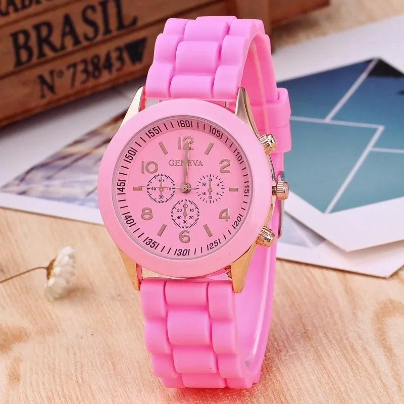 FREE SHIPPING /Famous Brand Geneva Ladies Fashion Watch  Female Student Silicone Quartz