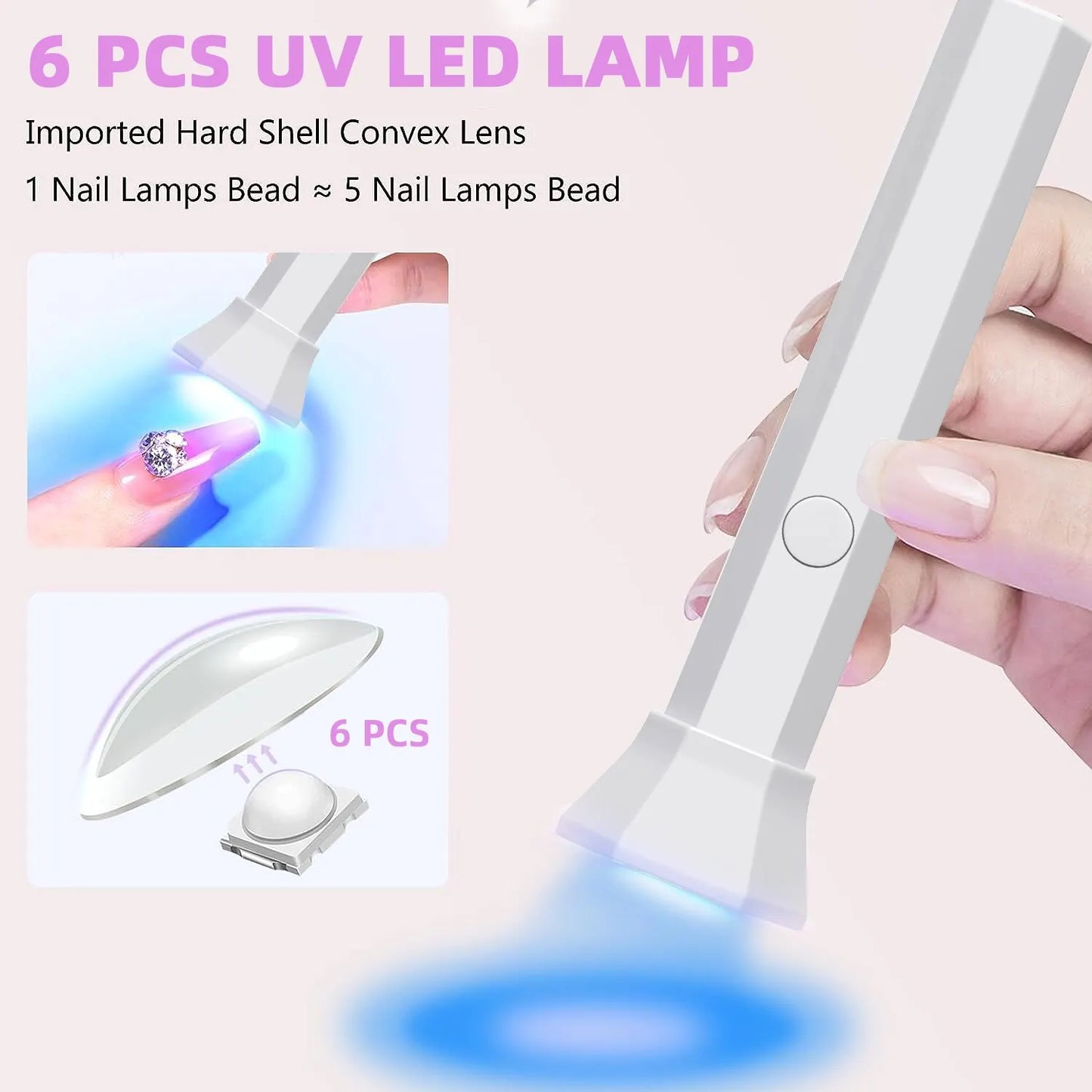 FREE SHIPPING/ 2024 Portable Nail Dryer Lamp UV LED Nail Light For Curing All Gel Polish USB Rechargeable