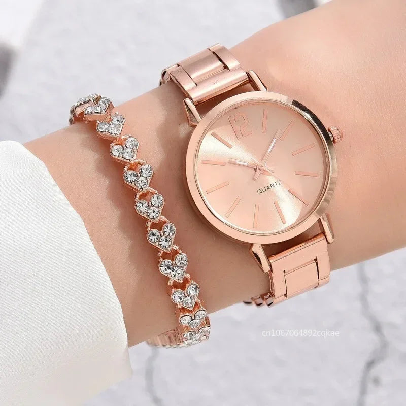 FREE SHIPPING/Ladies Fashion Simple  Quartz Watch Bracelet 2pcs Set Luxury Women