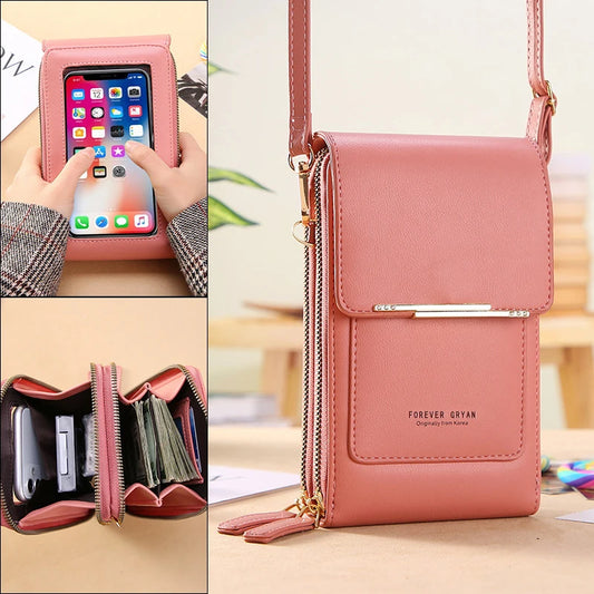 FREE SHIPPING/ 2024 New Women Handbags Female Pu Leather Shoulder Bags Touch Screen Phone Purse Crossbody Bag Large