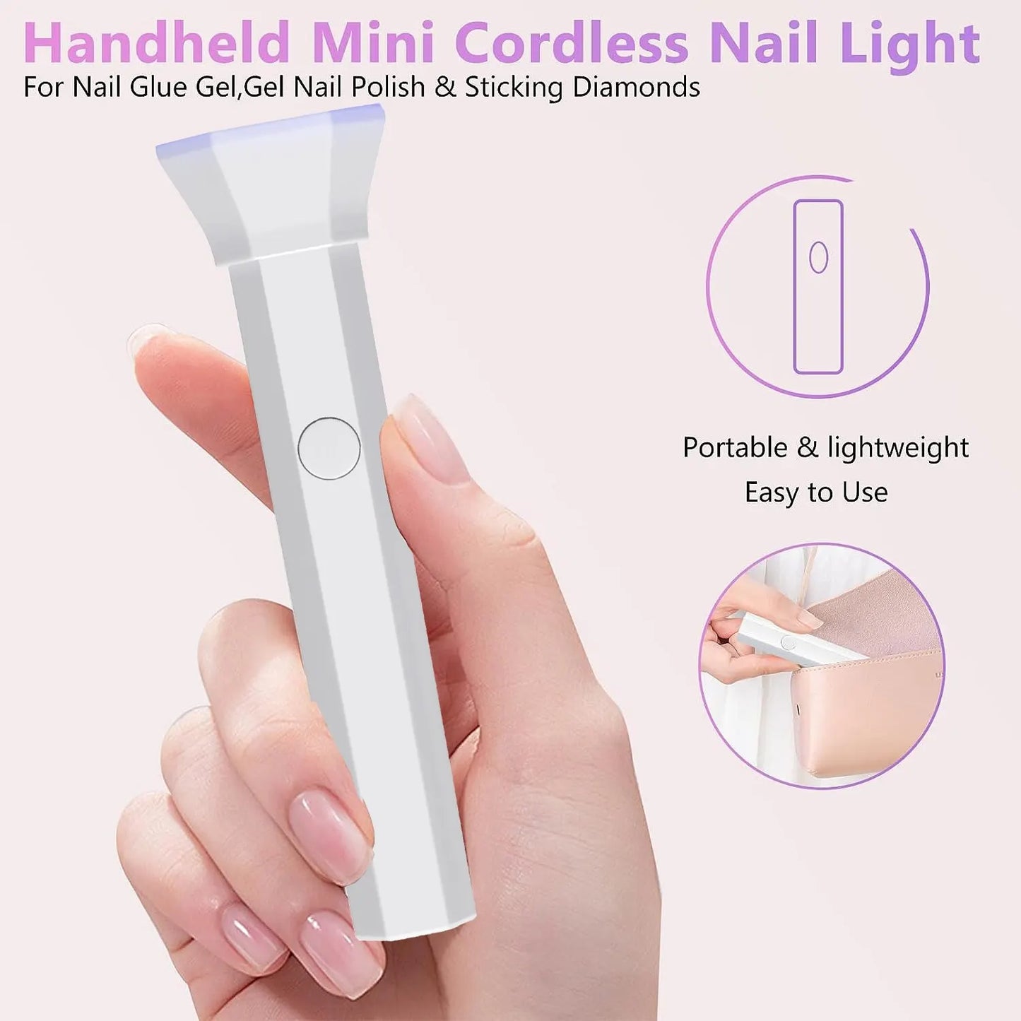 FREE SHIPPING/ 2024 Portable Nail Dryer Lamp UV LED Nail Light For Curing All Gel Polish USB Rechargeable