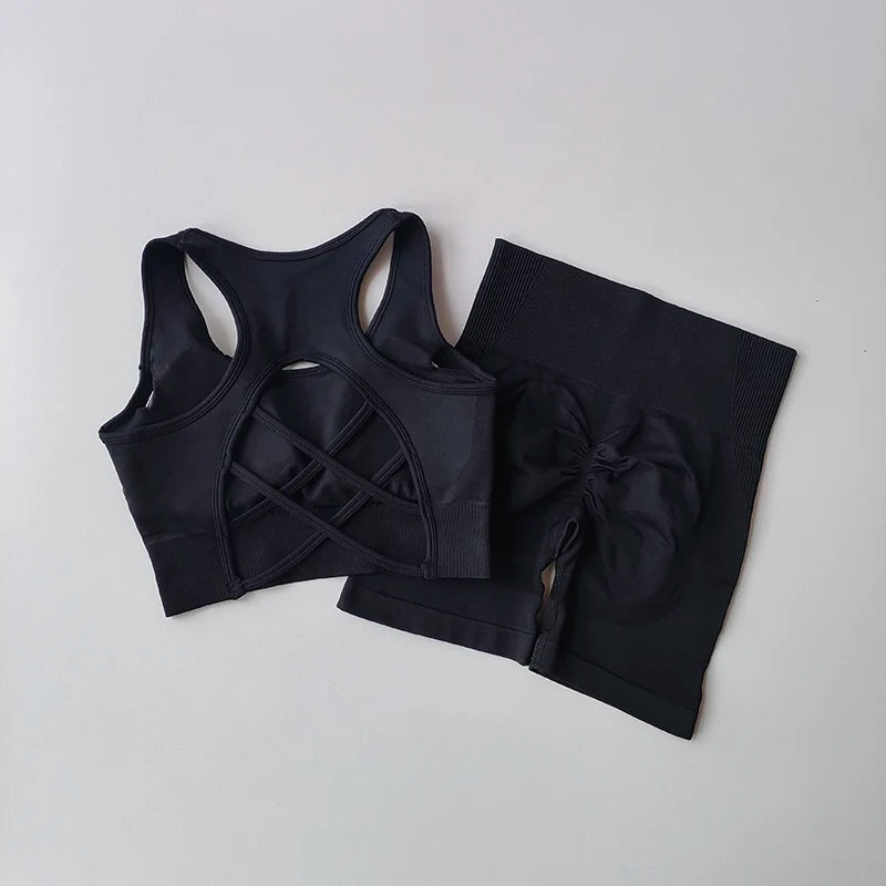  2024 2 PCS Women Seamless Yoga Set / Sport Bra + High Waist Sports